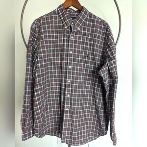 Men's Ralph Lauren Red fall holiday plaid navy pony Long sleeve shirt Sz 17.5